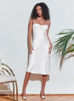 Fleur Du Mal Lily Embroidery Slip Dress