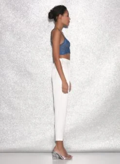 Fleur Du Mal Denim Lily Embroidery Longline Demi Bra -Fleur du Mal FDM 021523 2893full