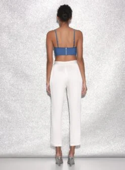 Fleur Du Mal Denim Lily Embroidery Longline Demi Bra -Fleur du Mal FDM 021523 2918full