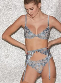 Fleur Du Mal Velvet Lily Embroidery Hipster Thong