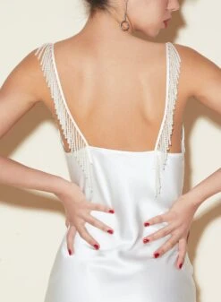 Fleur Du Mal High Leg Cowl Neck Slip With Pearls -Fleur du Mal FDM 050322 1 2707full