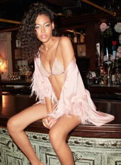 Fleur Du Mal Feather Embellished Angel Sleeve Robe -Fleur du Mal FDM 101122 1 2206web