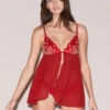 Fleur Du Mal Velvet Lily Embroidery Babydoll