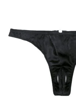 Fleur Du Mal Luxe Crotchless Thong -Fleur du Mal bondage panty flat2