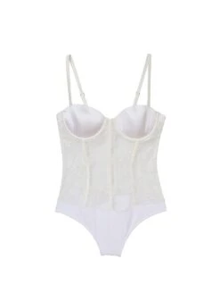 Fleur Du Mal Silk & Bouquet Lace Bodysuit -Fleur du Mal bouquetbsivoryflat1