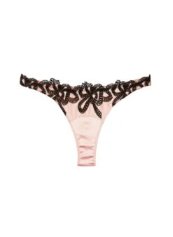 Fleur Du Mal Bow Guipure Embroidery Thong