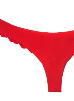 Fleur Du Mal Charlotte Lace Seamless Thong -Fleur du Mal charlotteseamlessthongrougeflat2