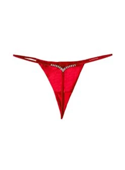 Fleur Du Mal Crystal Luxe V String -Fleur du Mal crystalthongrougeflat1