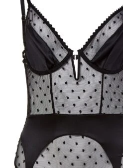Fleur Du Mal Dotty Tulle Garter Bodysuit -Fleur du Mal dottygarterbodysuitflat2