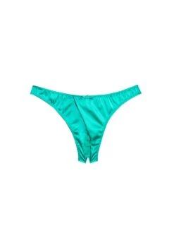 Fleur Du Mal Luxe Crotchless Thong -Fleur du Mal emeraldluxecrotchlessthongflat1