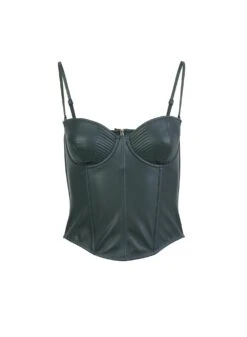 Fleur Du Mal Vegan Leather Bustier -Fleur du Mal evergreenbustierflat1