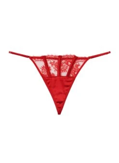 Fleur Du Mal Frankie Lace Thong -Fleur du Mal frankielacethongrougeflat1