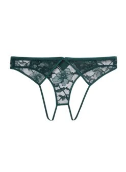 Fleur Du Mal Magnolia Lace Ouvert Panty -Fleur du Mal magnolialaceouvertevergreenflat1