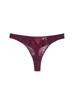 Fleur Du Mal Magnolia Lace Thong -Fleur du Mal magnolialacethongmulberryflat1