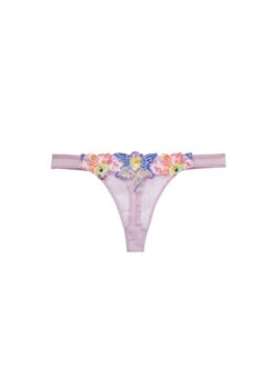 Fleur Du Mal Orchid Embroidery Thong -Fleur du Mal orchidthongflat1