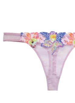 Fleur Du Mal Orchid Embroidery Thong -Fleur du Mal orchidthongflat2