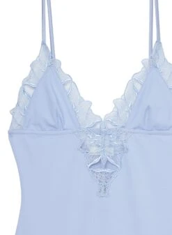 Fleur Du Mal Lily Embroidery V-Neck Plunge Bodysuit 16 Fleur Du Mal Lily Embroidery V-Neck Plunge Bodysuit -Fleur du Mal pastelskylilybodyflat2