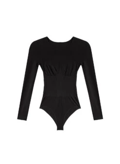 Fleur Du Mal Le Body Long Sleeve Control Bodysuit -Fleur du Mal perforatedlongsleeverbodysuitblackflat1
