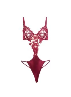 Fleur Du Mal Rose Embroidery Bodysuit -Fleur du Mal rosebodysuitflat1