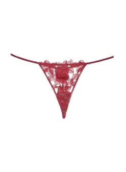 Fleur Du Mal Rose Embroidery V String -Fleur du Mal roseembroiderythongflat1