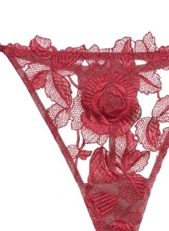 Fleur Du Mal Rose Embroidery V String -Fleur du Mal roseembroiderythongflat2