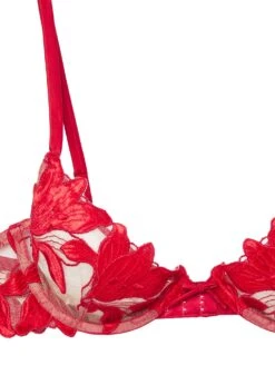 Fleur Du Mal Velvet Lily Embroidery Plunge Demi Bra 15 Fleur Du Mal Velvet Lily Embroidery Plunge Demi Bra -Fleur du Mal rougevelvetbraflat2
