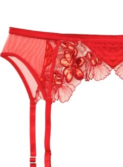 Fleur Du Mal Violet Embroidered Garter Belt -Fleur du Mal rougevioletgarterflat2