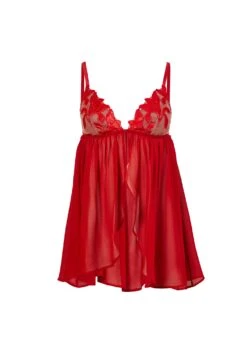 Fleur Du Mal Velvet Lily Embroidery Babydoll -Fleur du Mal velvetrougebabydollflat1