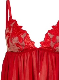 Fleur Du Mal Velvet Lily Embroidery Babydoll -Fleur du Mal velvetrougebabydollflat2